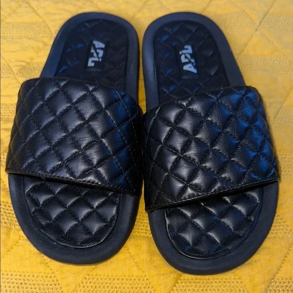 Apl Shoes Black Apl Slides APL Shoes Apl Black Quilted Slides